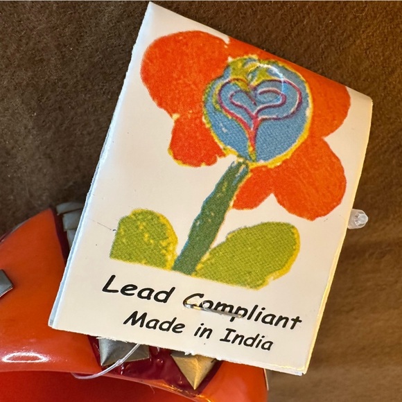 3/30 Antika Collections Orange Resin and Silver Studded Bracelet - Picture 7 of 8